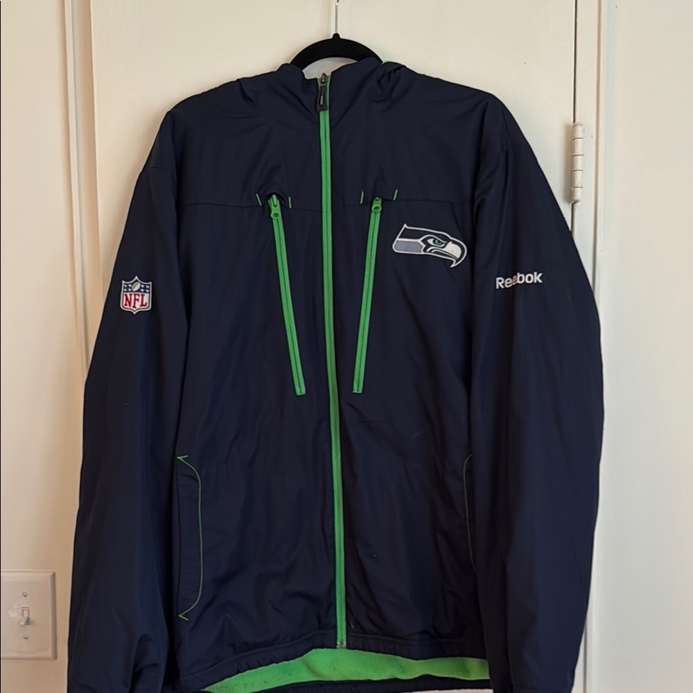Reebok Vintage Seattle Seahawks on Field Winter Rain Jacket